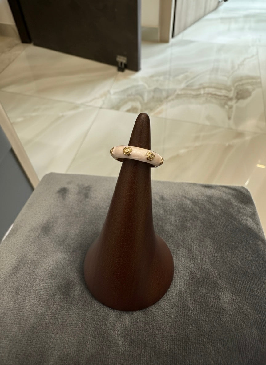 Enamel white elegant ring