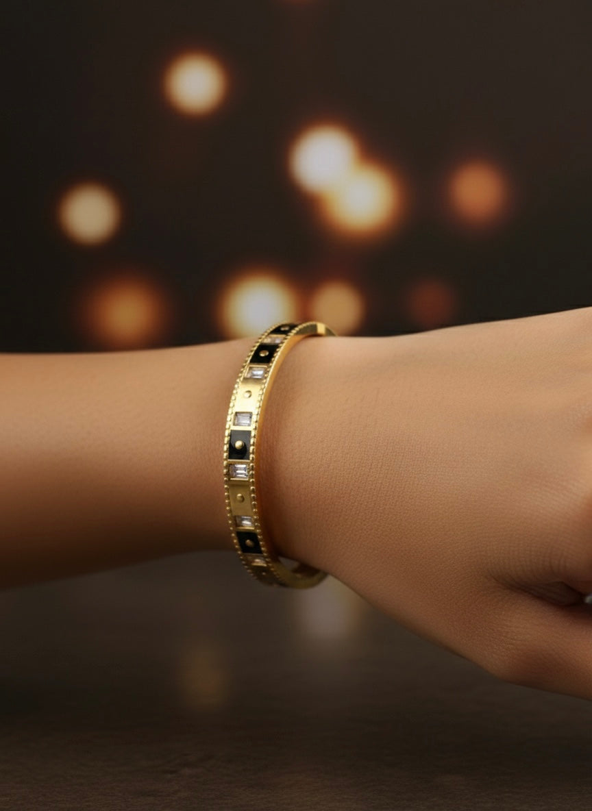 Elegant gold kada with stones