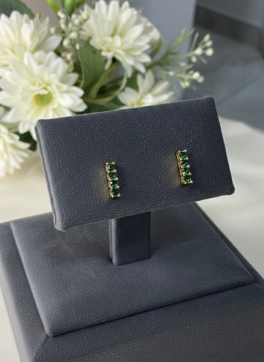Emerald Green Minimal Stud Earrings
