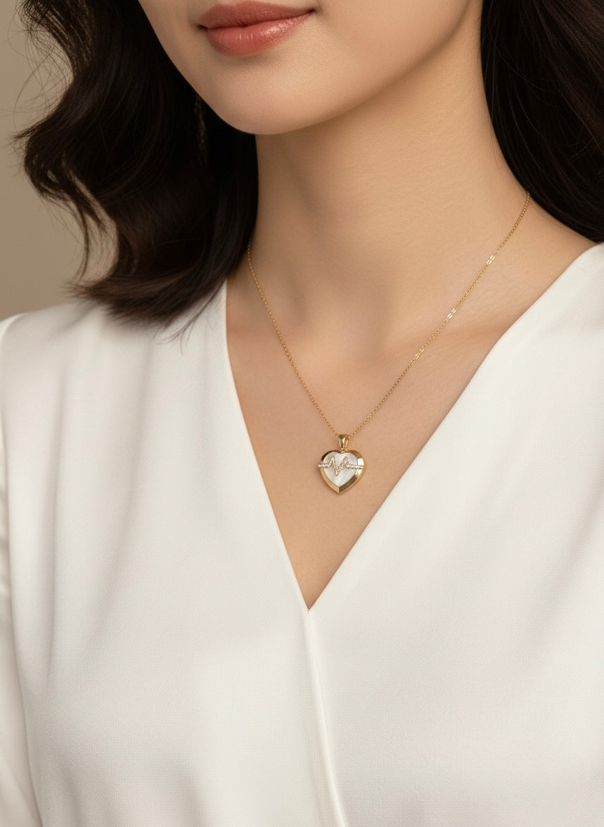 Heartbeat Crystal Heart Pendant Necklace