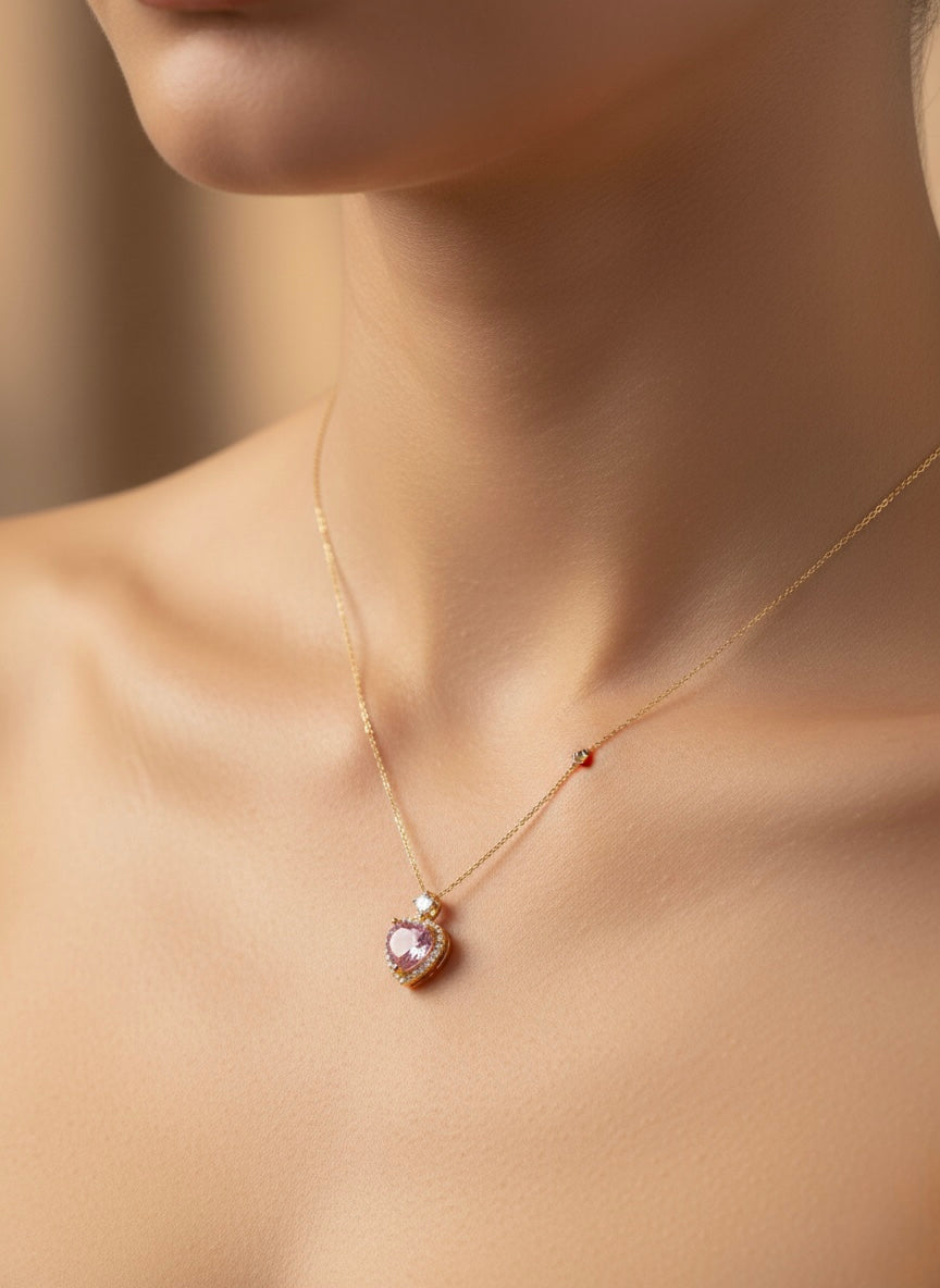 Delicate crystal heart pendant