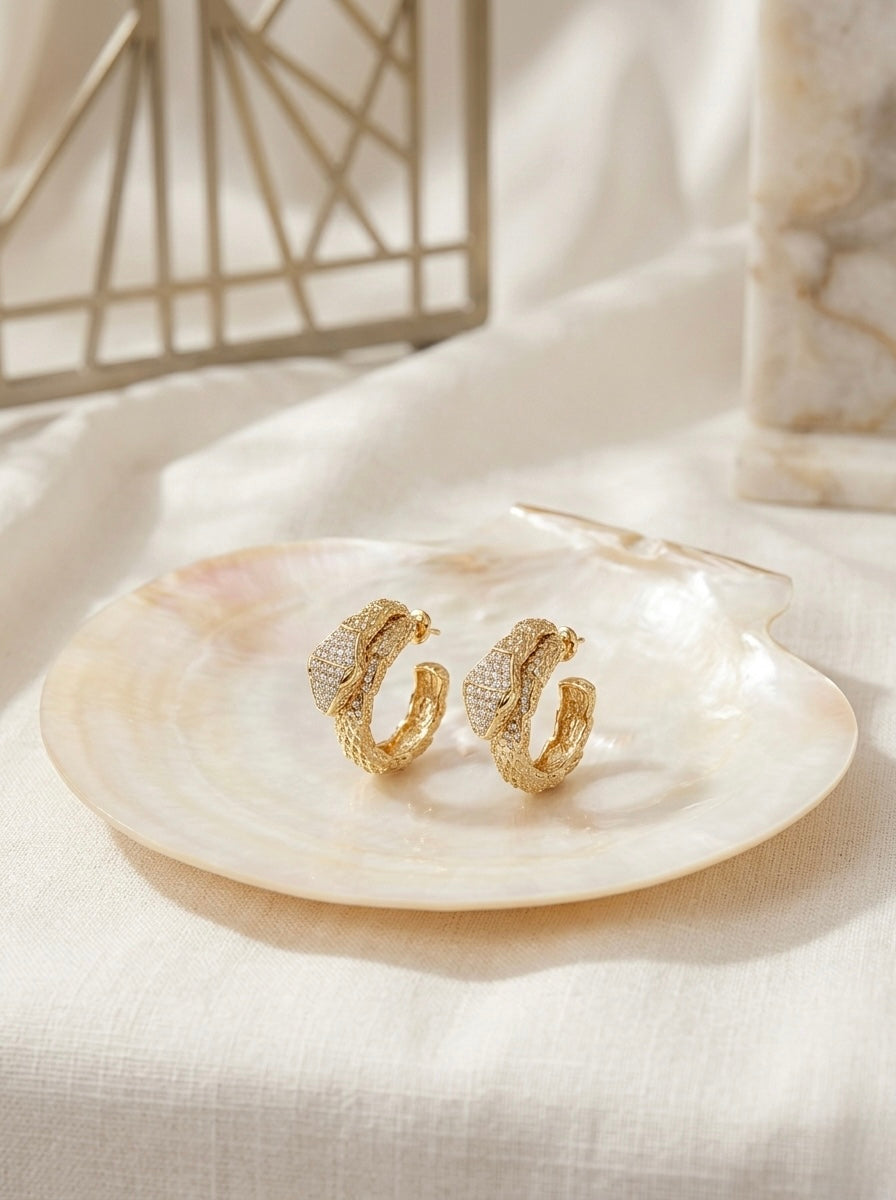 Bold Snake Design Statement Earrings