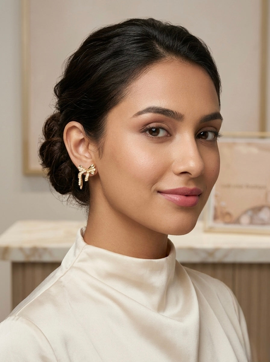 Minimal bow stud earrings