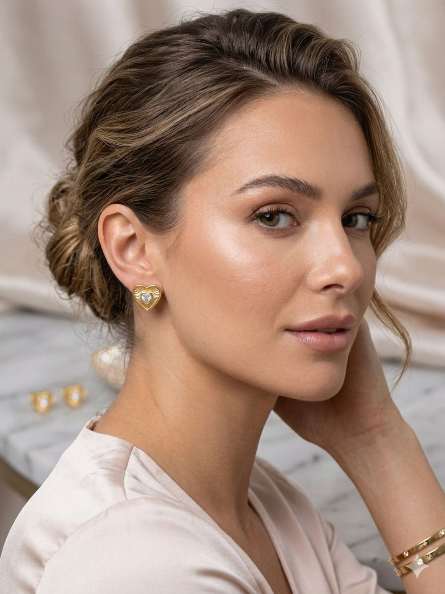 Classic Heart Solitaire Earrings