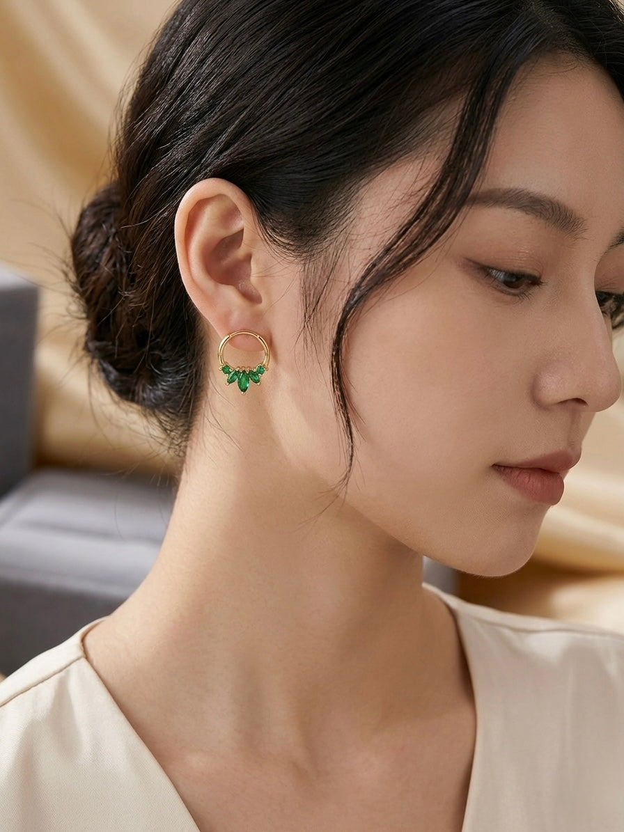 Minimal gold-toned emerald earrings