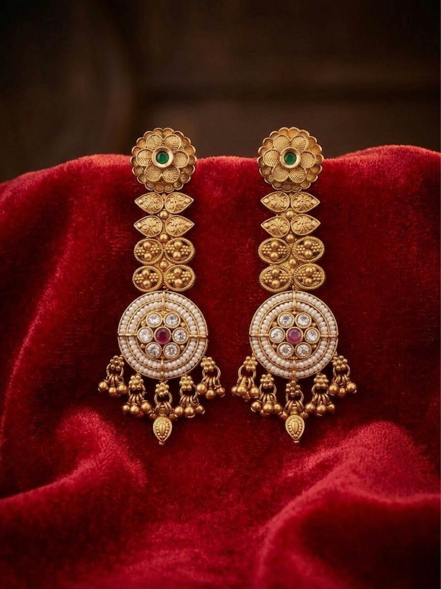 Heavy polki statement antique earrings