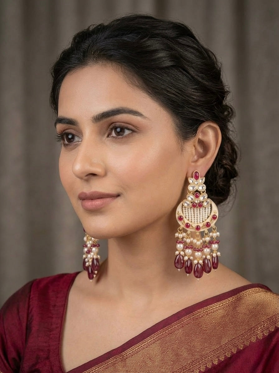 Heavy polki statement earrings