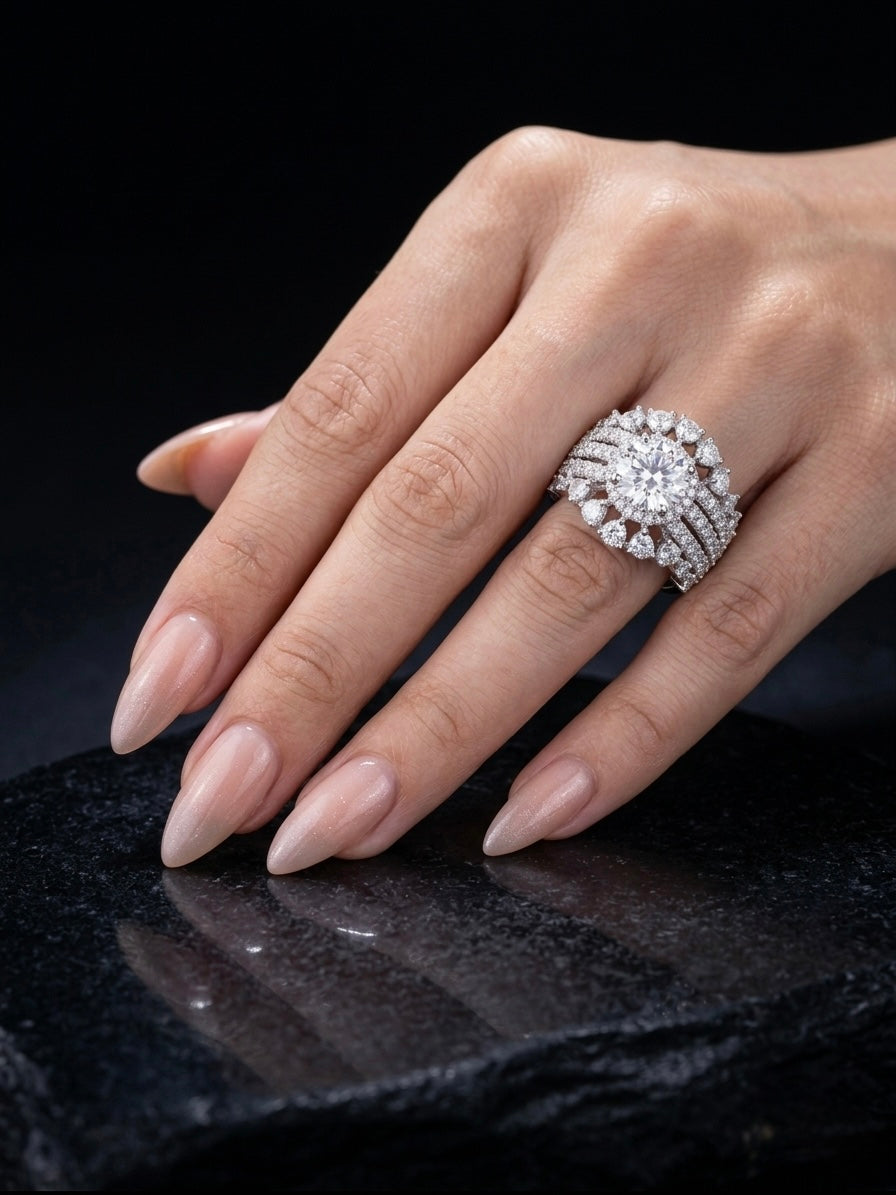 Elegant solitaire look diamond ring