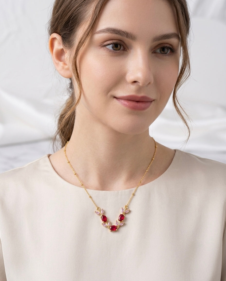 Stunning gold necklace with tulip design.