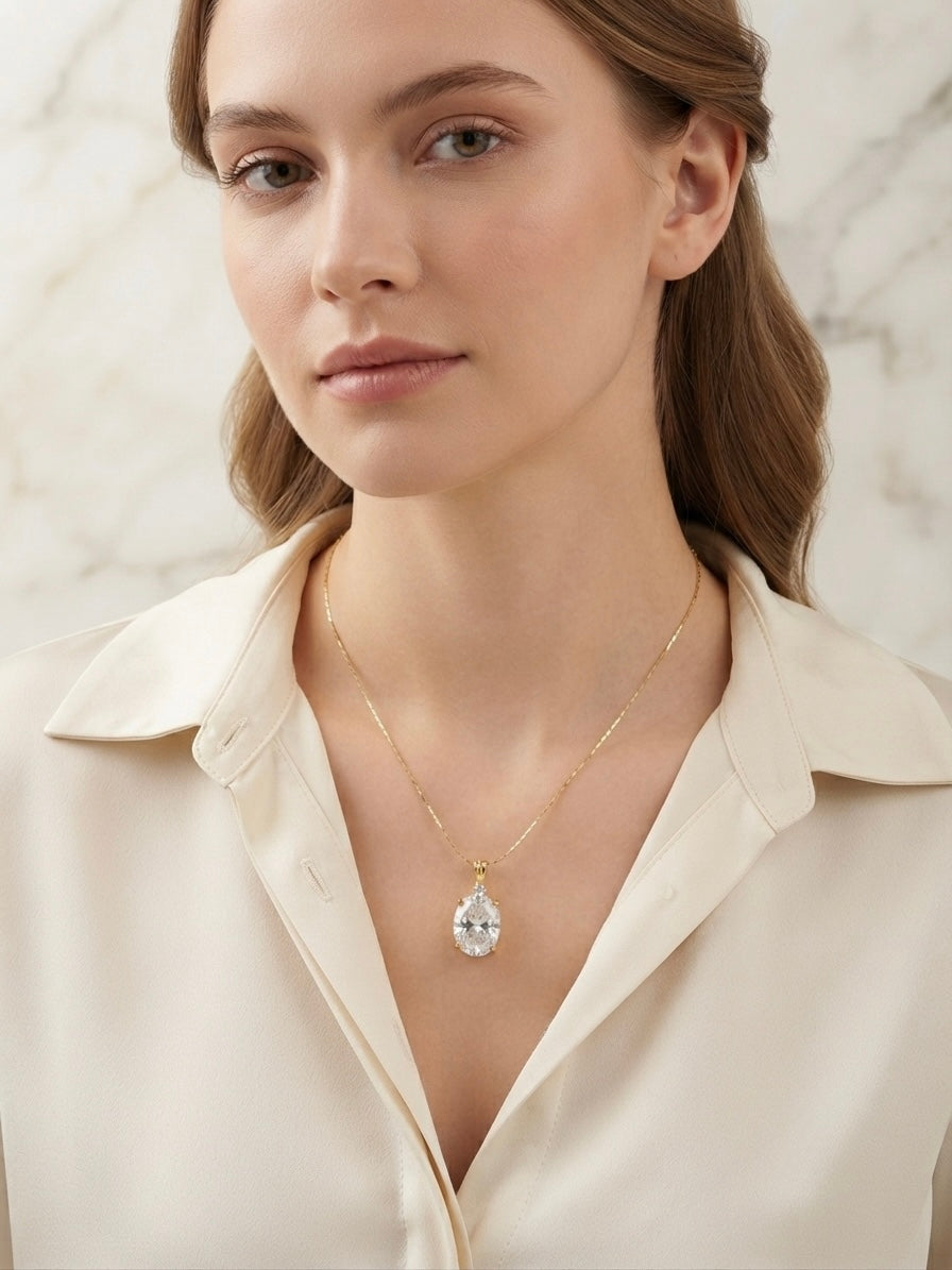 Timeless gold oval solitaire necklace.