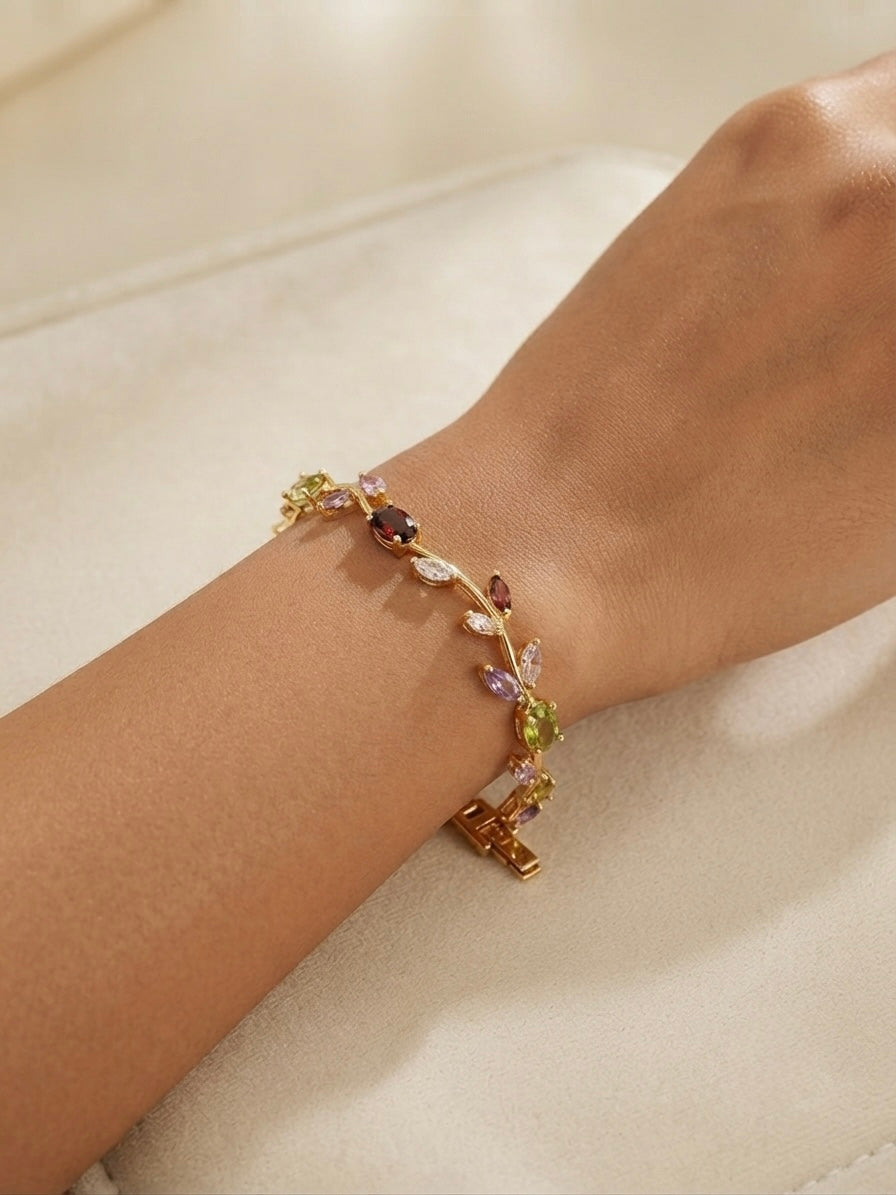 Vibrant multicolor gemstone tulip bracelet.