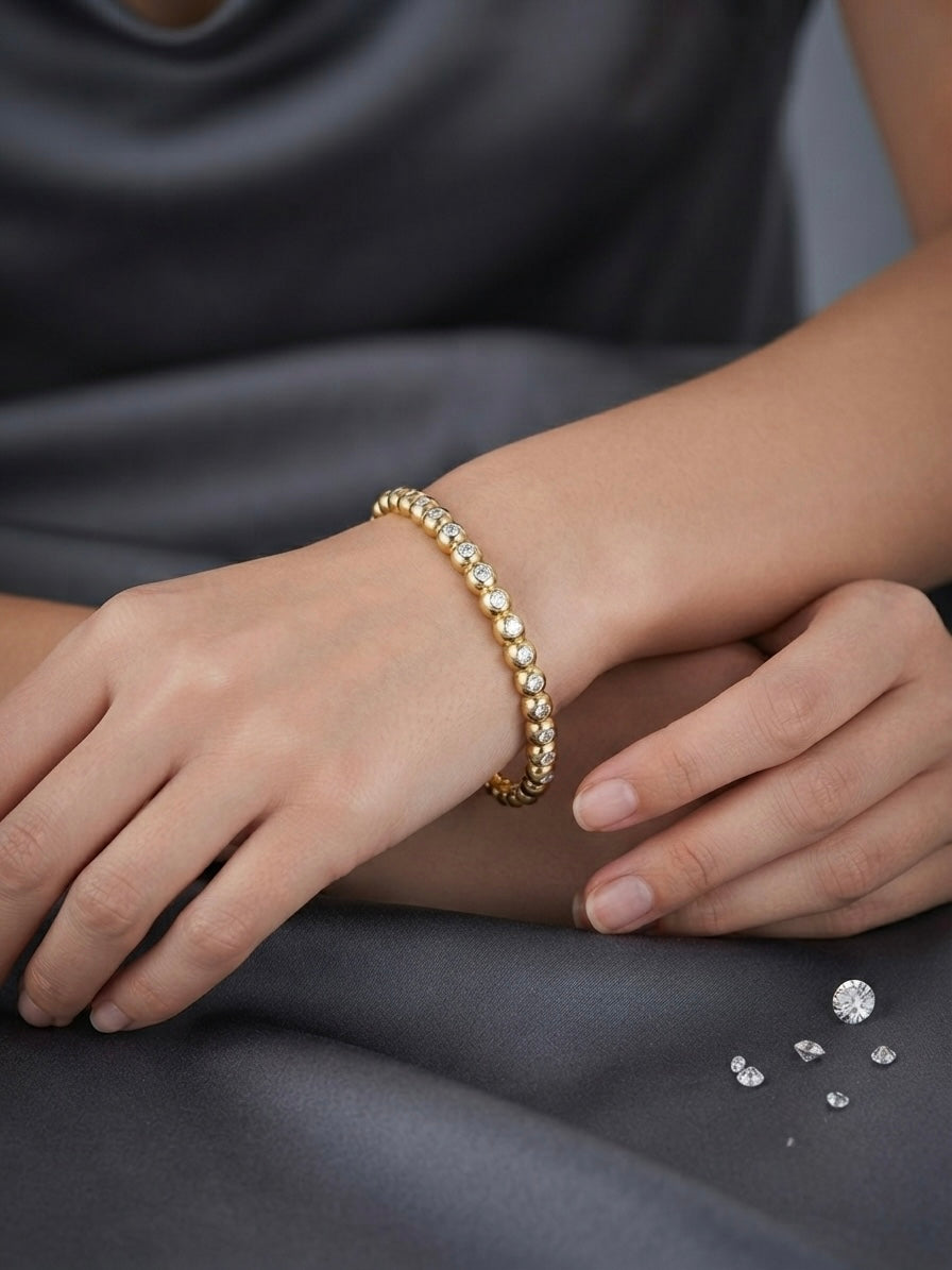 Chic gold ball studded stone bracelet.