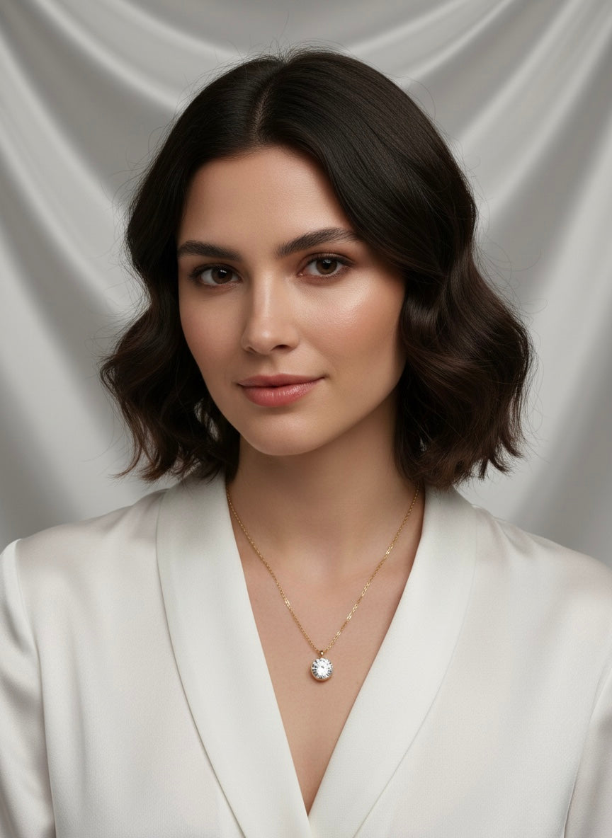 Minimal Gold Solitaire Pendant Necklace