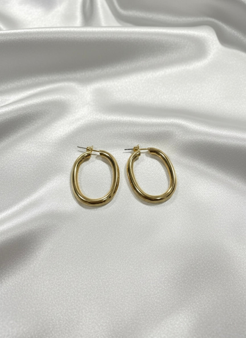 Elegant oval shaped chunky earrings