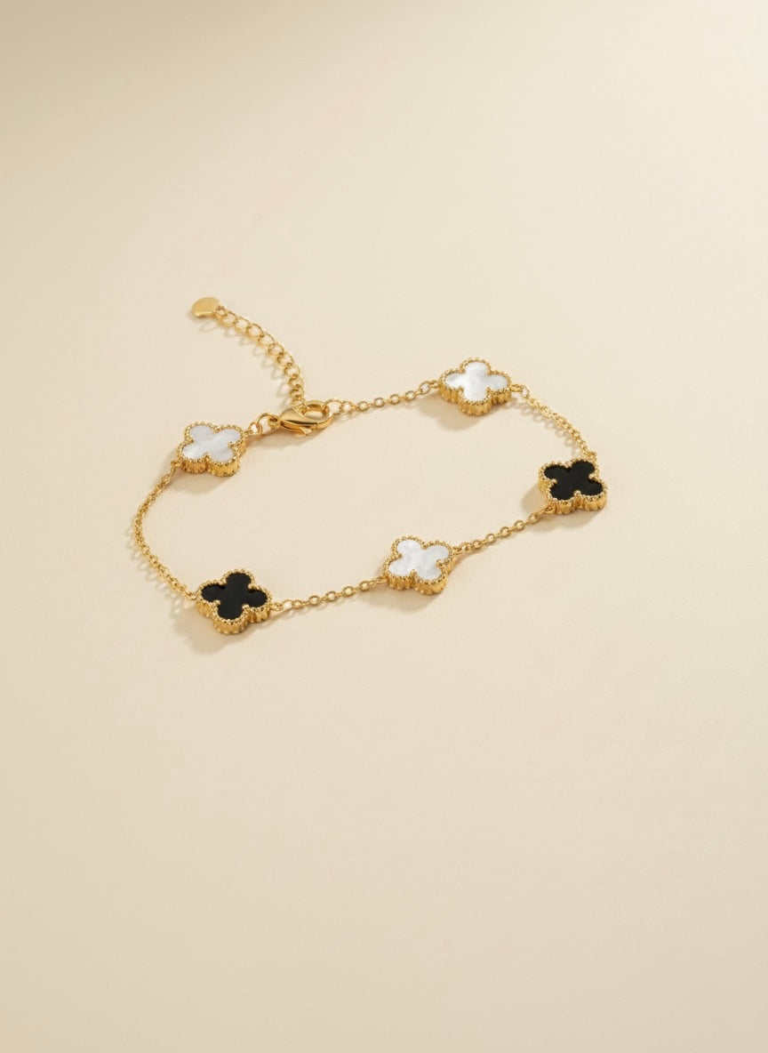 Black & White Clover Bracelet