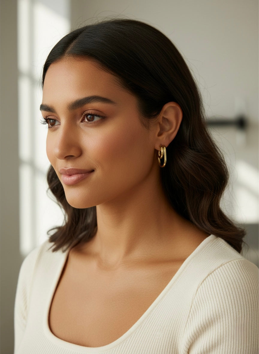 Nola gold-toned double oval hoop earring