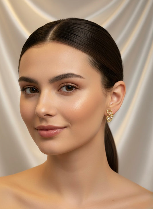 Dainty gold filigree butterfly wing studs