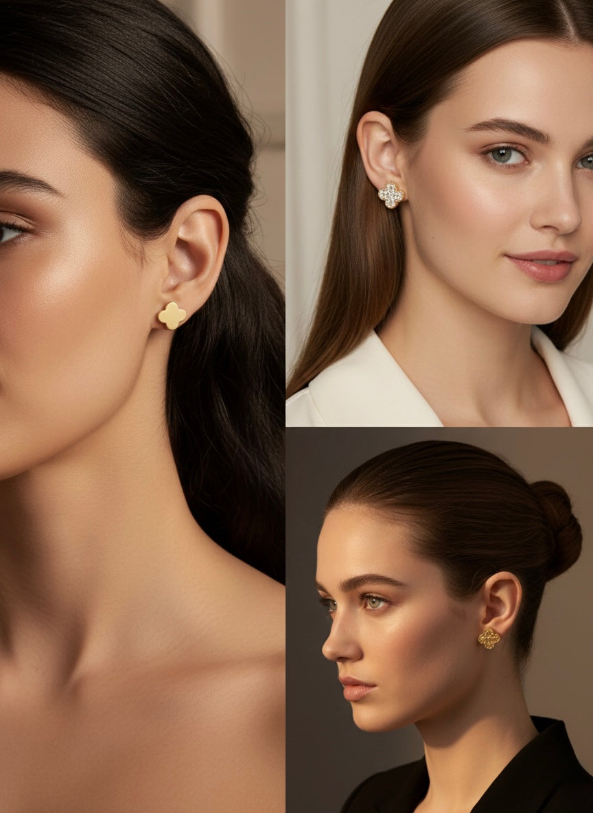 Three pairs golden studs