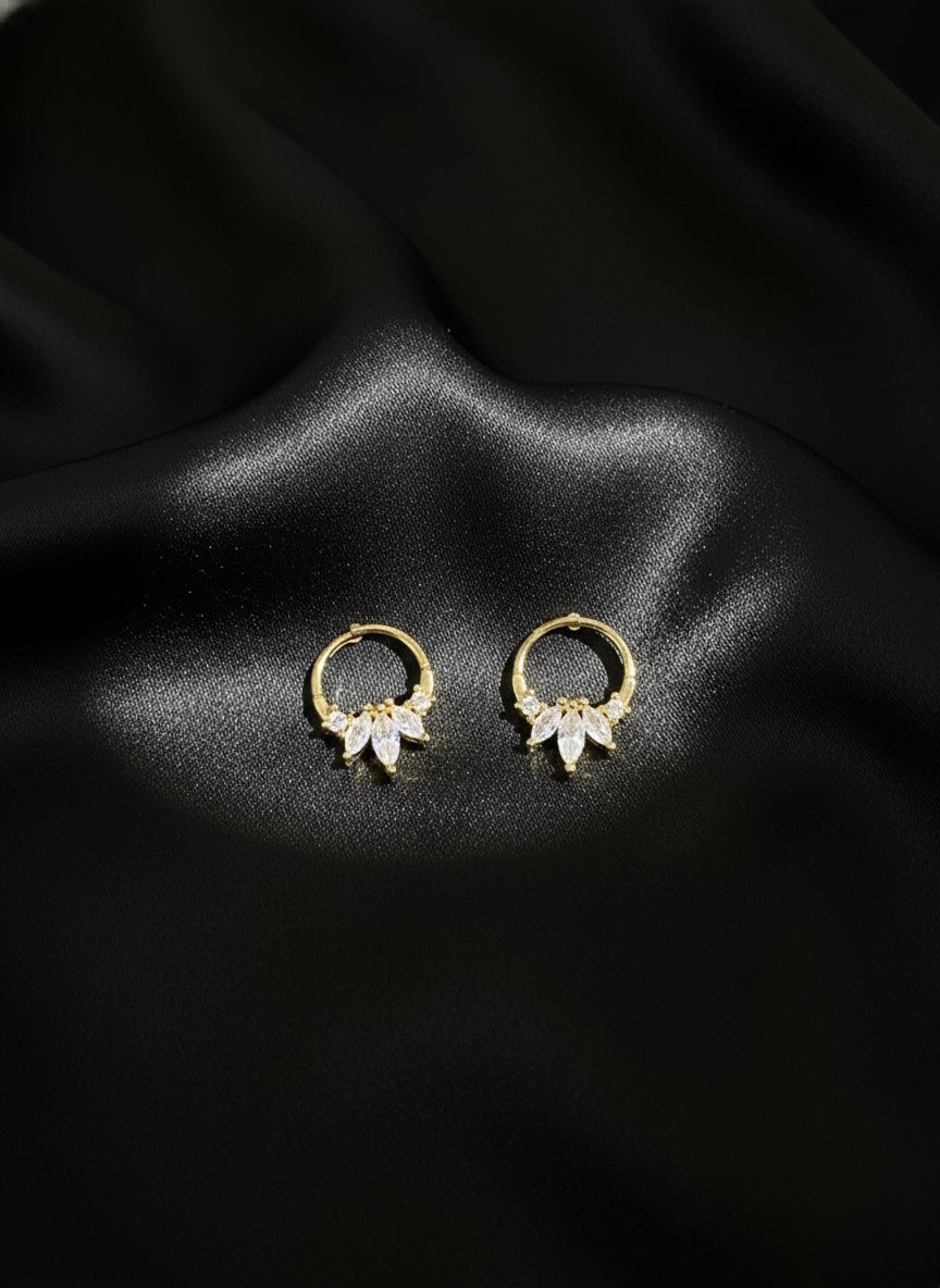 Elegant gold stud earrings with stone