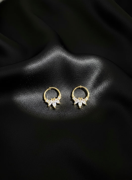Elegant gold stud earrings with stone