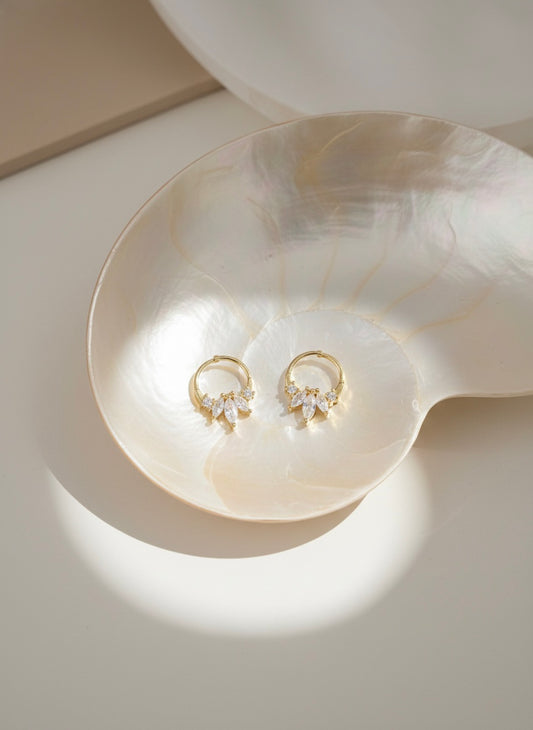 Elegant gold stud earrings with stone