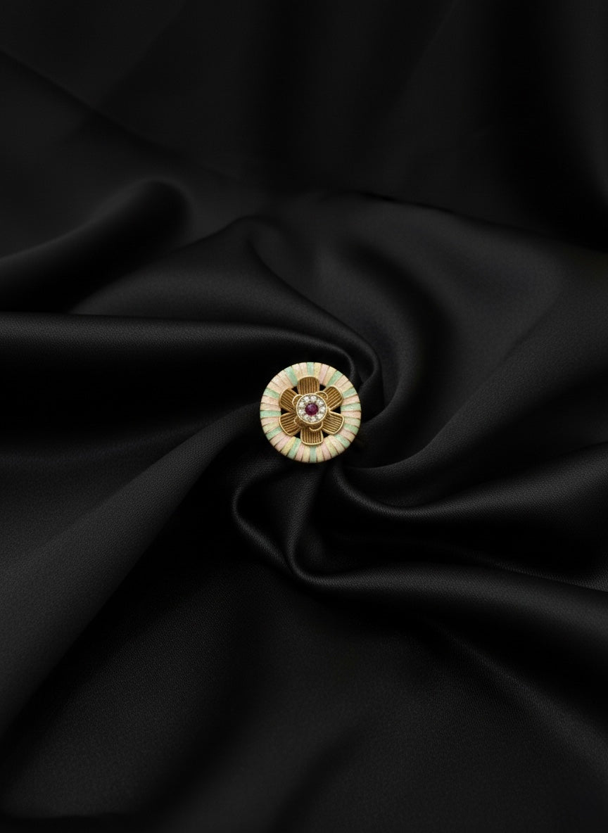 Enamel polki adjustable ring