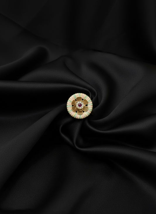 Enamel polki adjustable ring