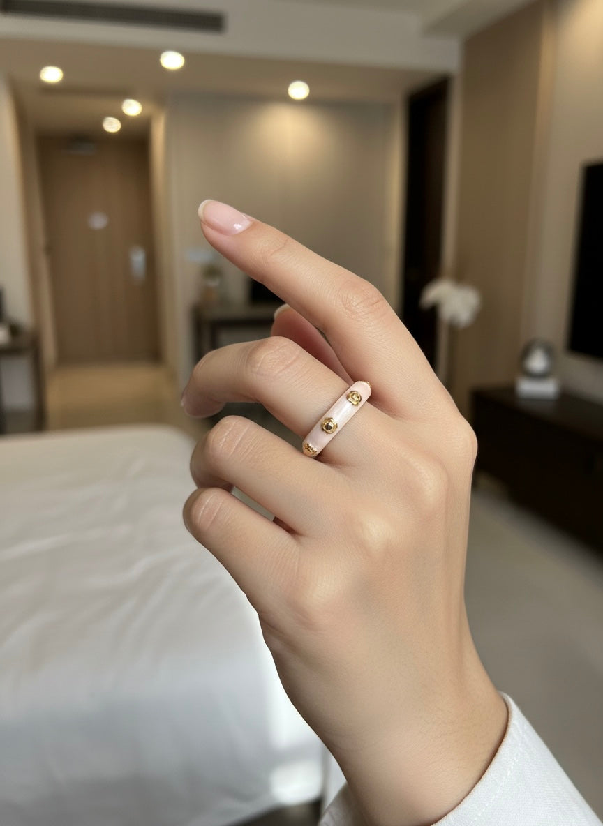 Enamel white elegant ring