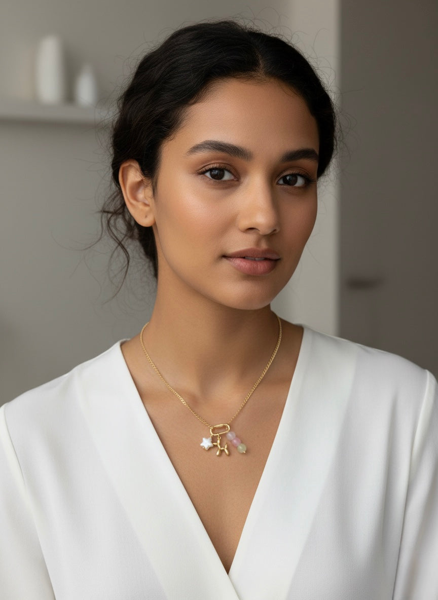 Minimal pastel charm necklace