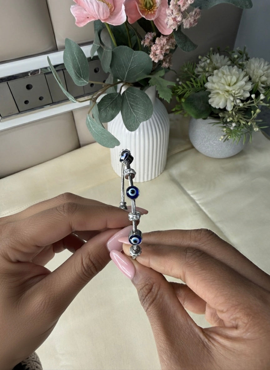 Minimal evil eye protection bracelet