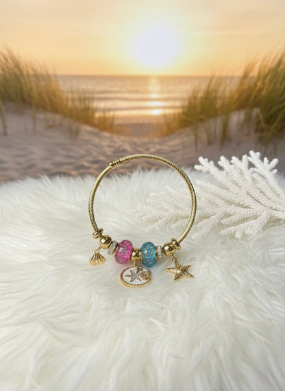 Beach-Inspired Charm Gold Bracelet