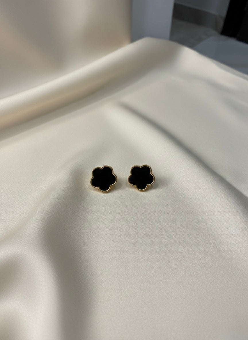 Minimal Black Clover Stud Earrings