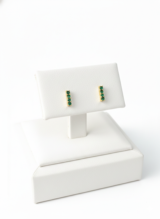Emerald Green Minimal Stud Earrings