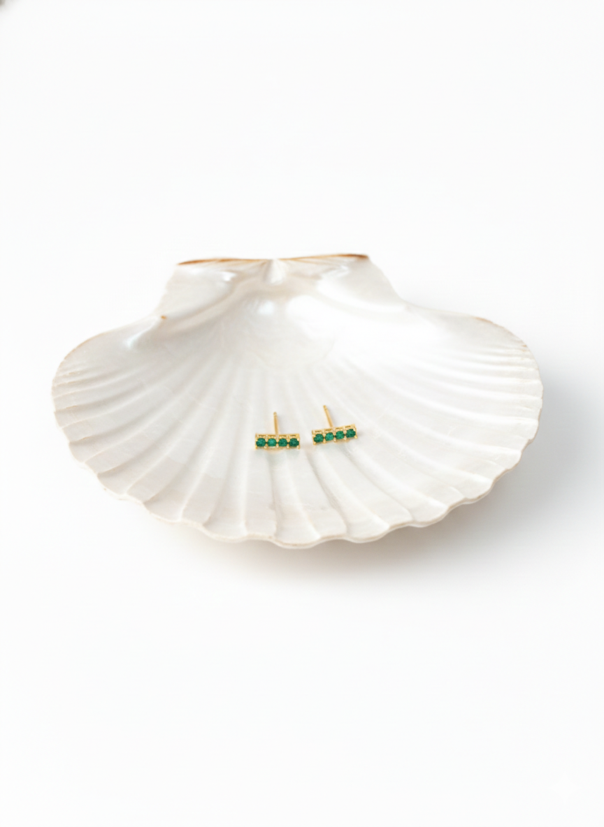 Emerald Green Minimal Stud Earrings