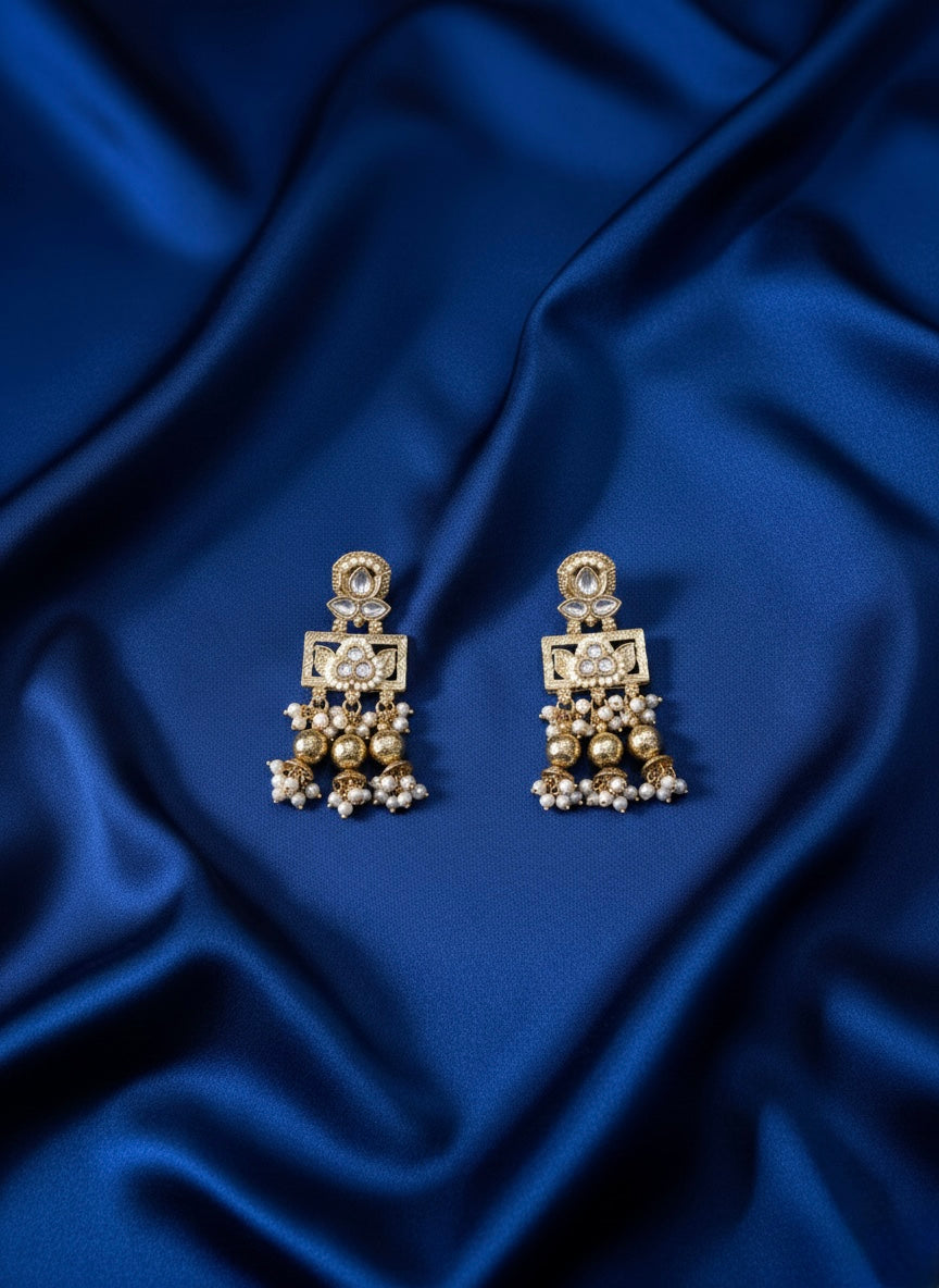 Elegant polki necklace with earrings and mangtika