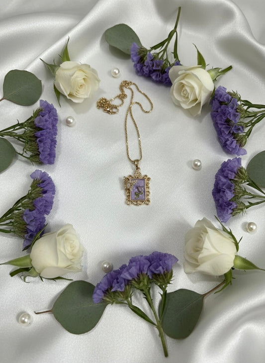 Vintage Purple Floral Pendant Necklace