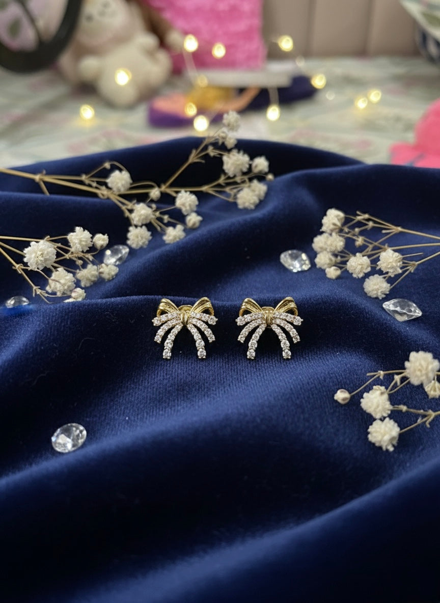 Chic Crystal Bow Stud Earrings