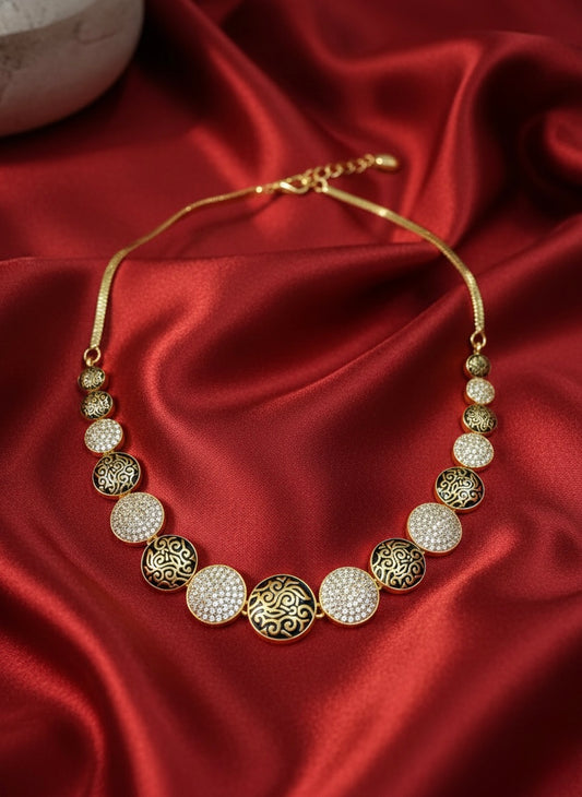 Elegant gold coin statement necklace
