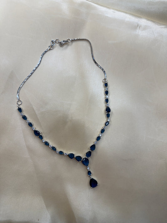 Elegant blue stone AD necklace
