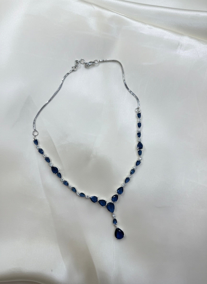 Elegant blue stone AD necklace