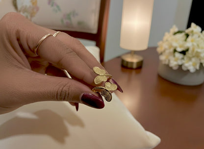 Textured butterfly gold statement ring