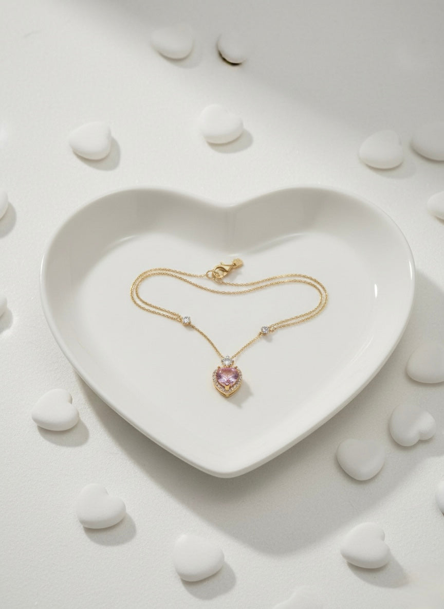 Delicate crystal heart pendant