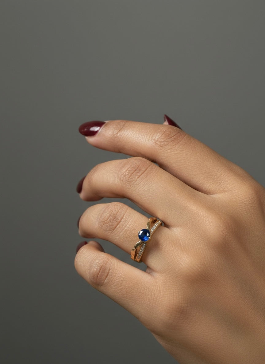 Blue gemstone elegance in gold