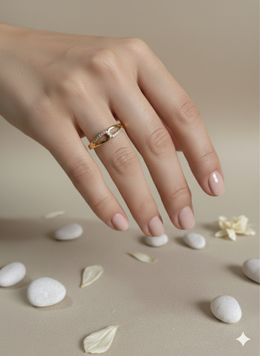 Delicate gold loop diamond ring