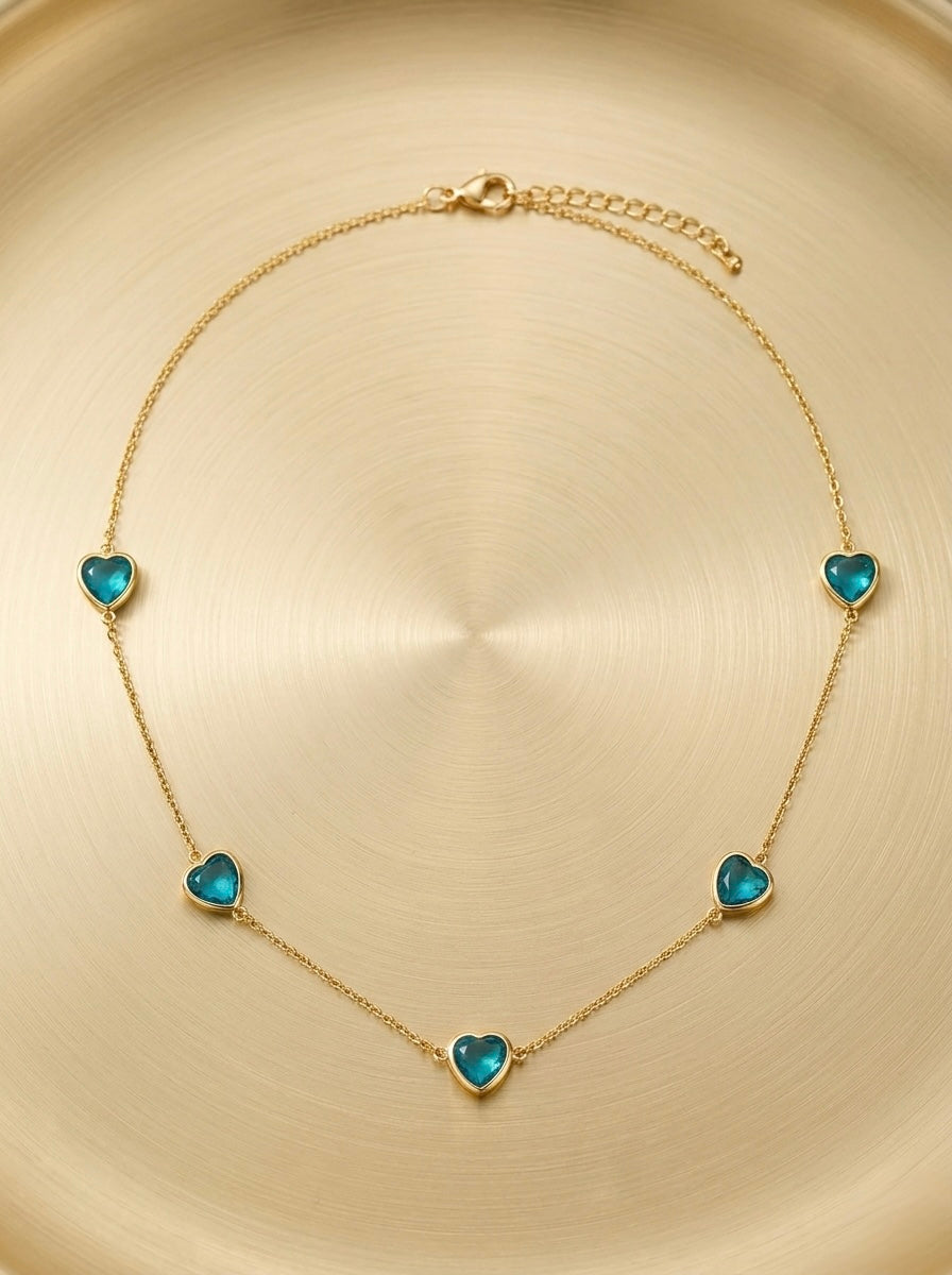 Blue heart charm chain necklace