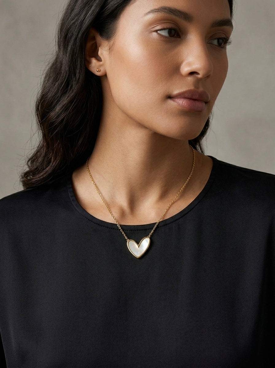 Timeless pearl heart charm