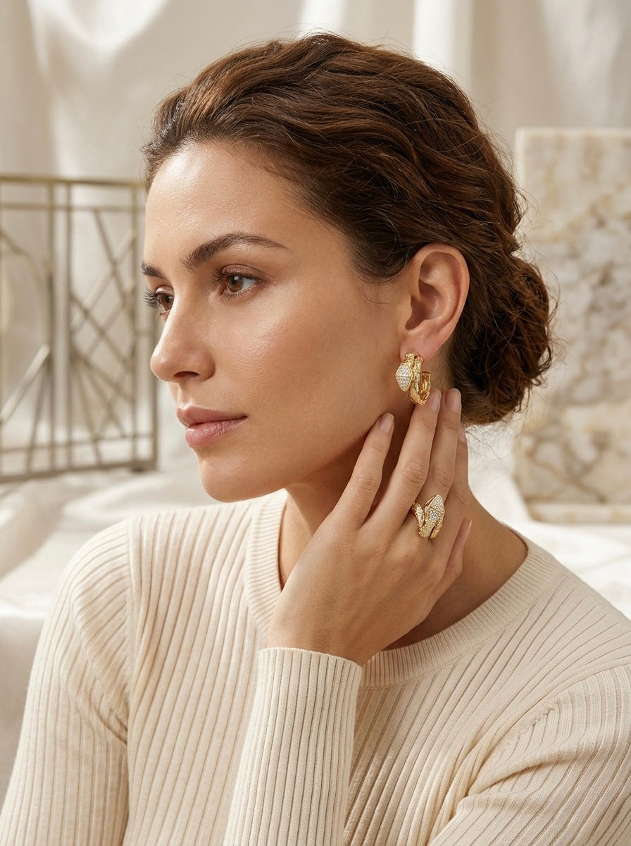Bold Snake Design Statement Earrings