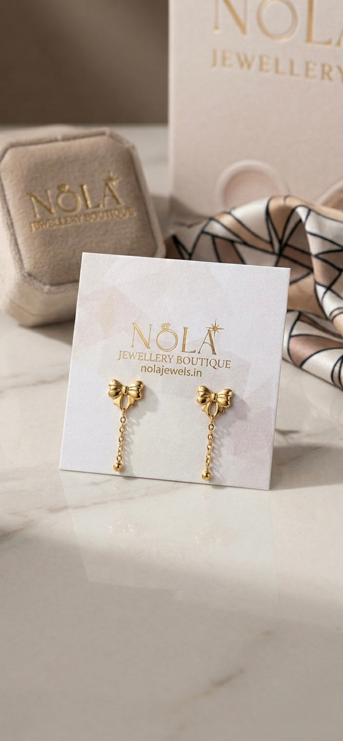 Minimal Bow Drop earrings
