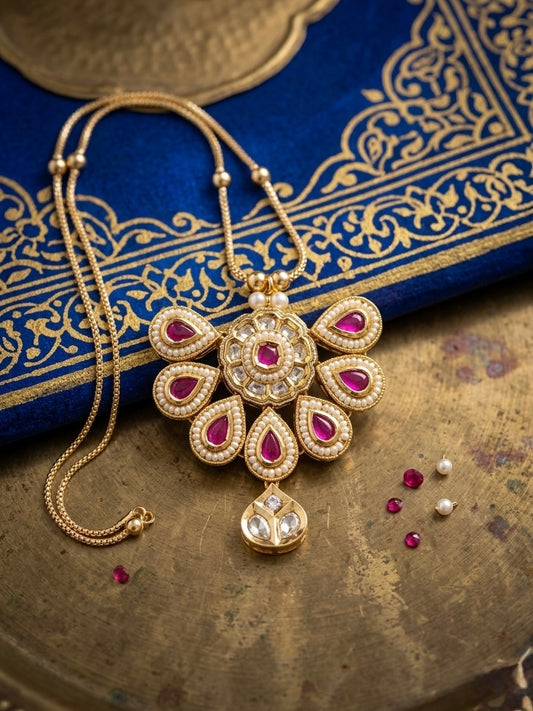 Elegant Polki Pendant with Pearl