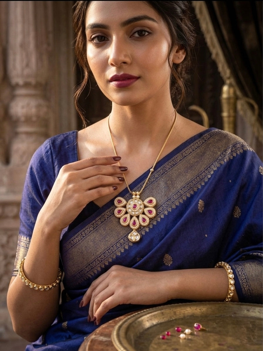 Elegant Polki Pendant with Pearl